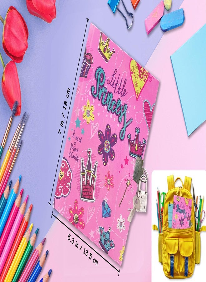 GINMLYDA Girls Diary with Lock for Kids, 7x5.25 Inches 160 Lined Pages Secret Pink Princess Notebook for Girls Journal with Lock for Kids Pre School Writing Drawing Cute Girls Gifts for Birthday - Image 3